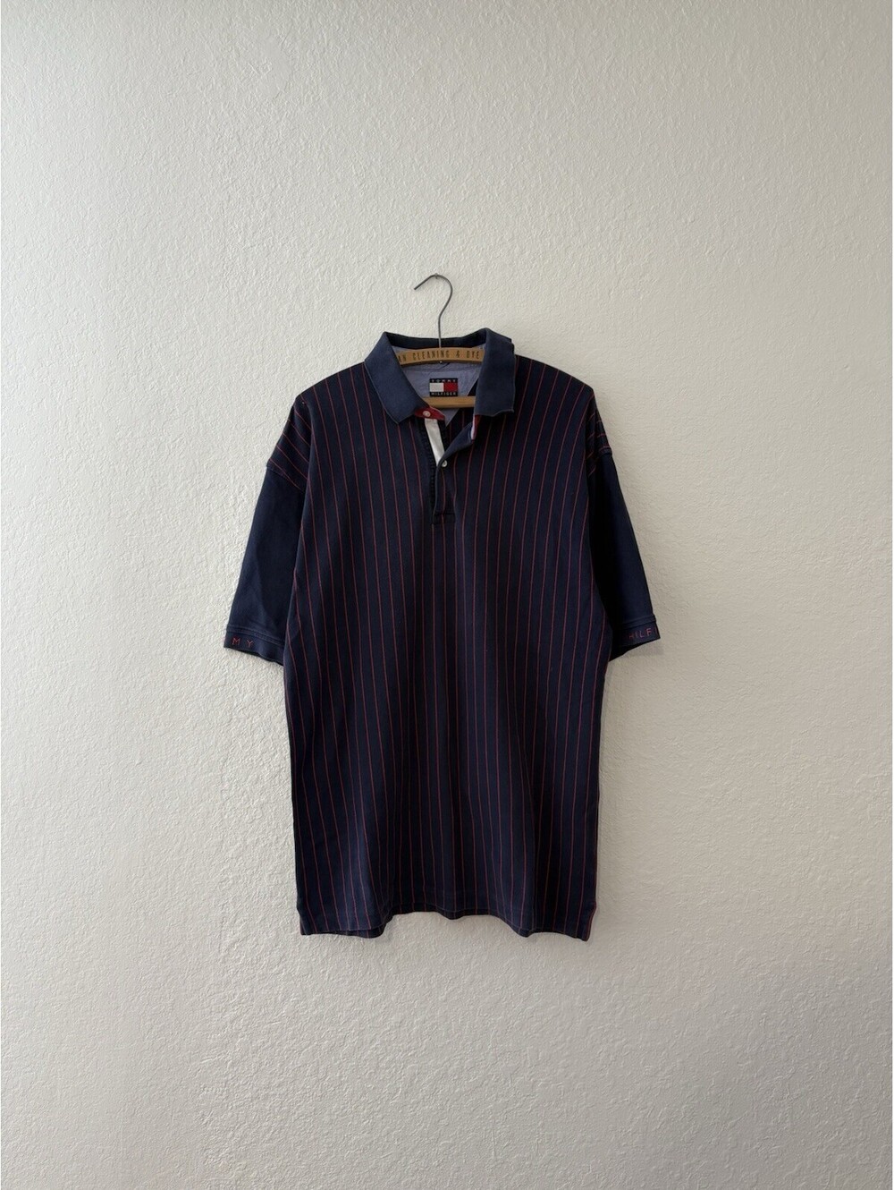 Vintage Tommy Hilfiger Shirt Mens XL Vertical Stripe Blue Preppy 2000s Y2K